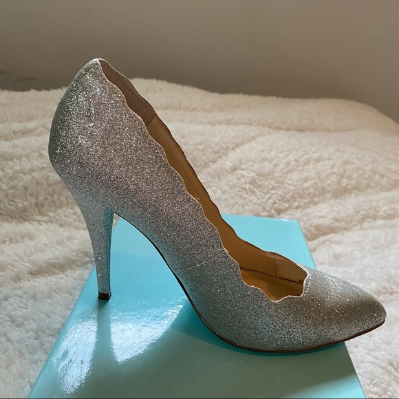 Blue by Betsey Johnson Shoes - Betsey Johnson Sparkly Glitter Silver High Heels Size: 8 1/2